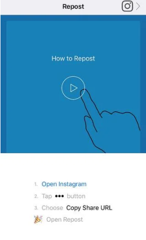 از برنامه شخص ثالث Repost برای ارسال مجدد ویدیوهای اینستاگرام خود استفاده کنید.