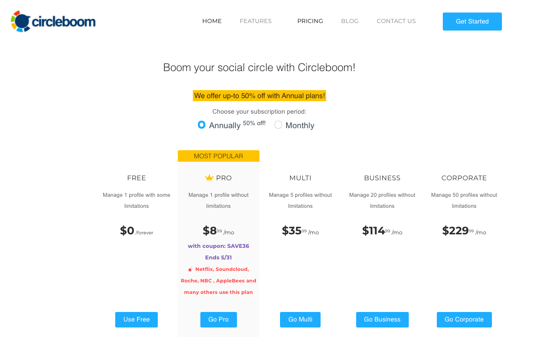 Circleboom is a budget-friendly social media management tool, and it offers different subscription plans for different needs.