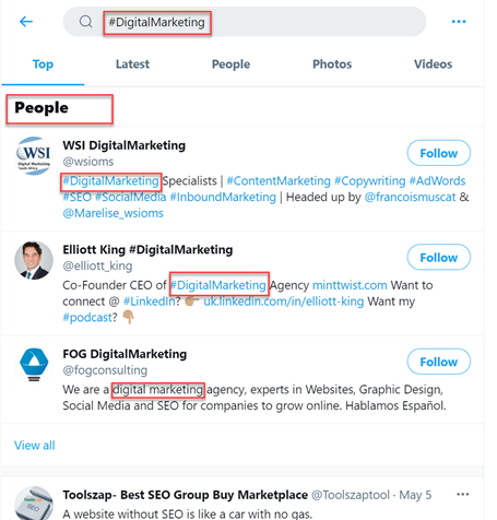 Twitter Hashtags can rank you higher on Twitter search