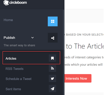 After you login with Twitter profile, look at publish tool left hand side menu
