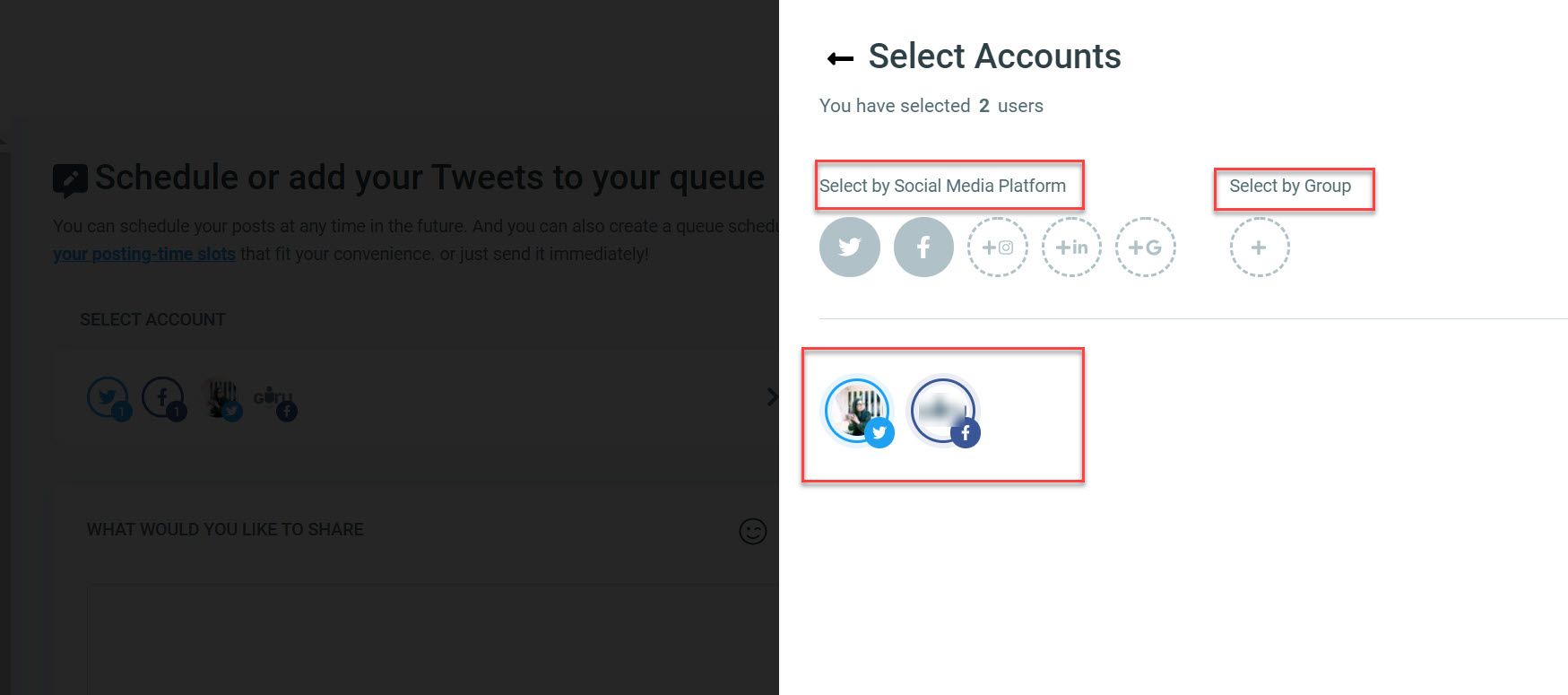 Even further, you can add multiple accounts to groups to manage different social media accounts of the same brand for instance.