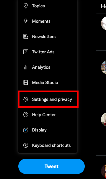 "Settings and Privacy"