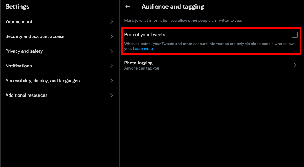 Once you select the "Protect your Tweets" option, you can hide who you follow on Twitter from your non-followers.