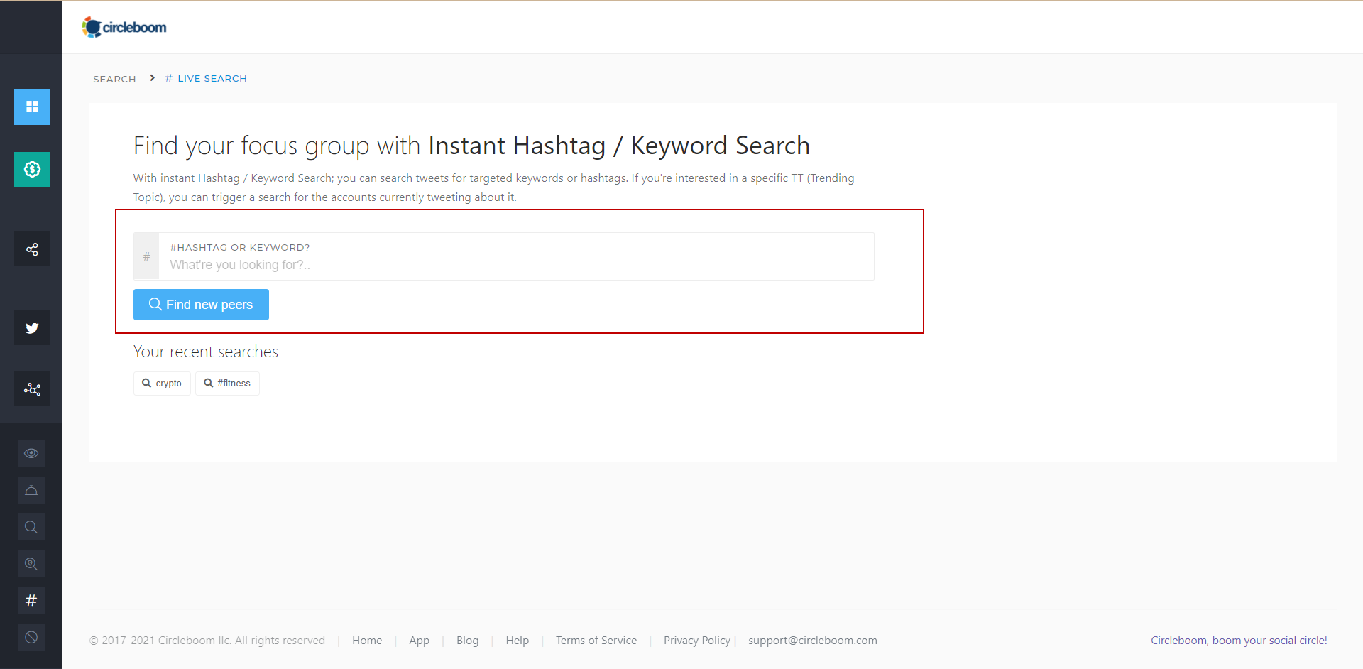 The live search tool also functions as a keyword tracker besides its hashtag tracker function.