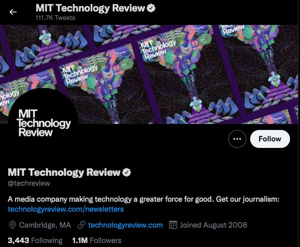 account related to technology to follow on Twitter