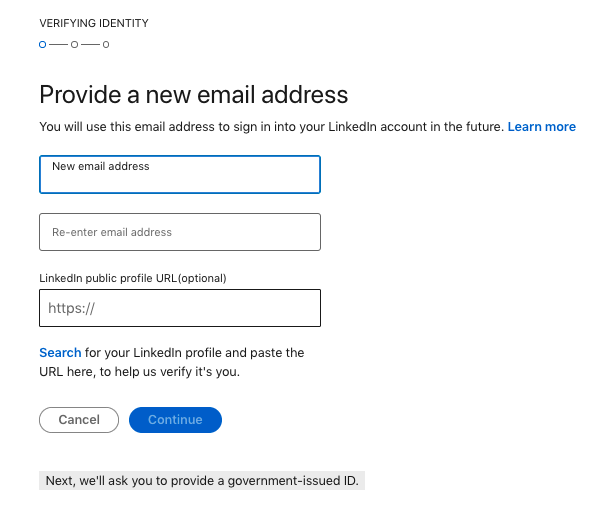 Provide a new email address to LinkedIn