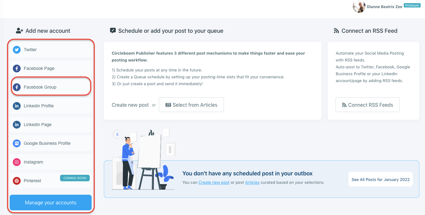 You can select which social media platform and form you want to use.