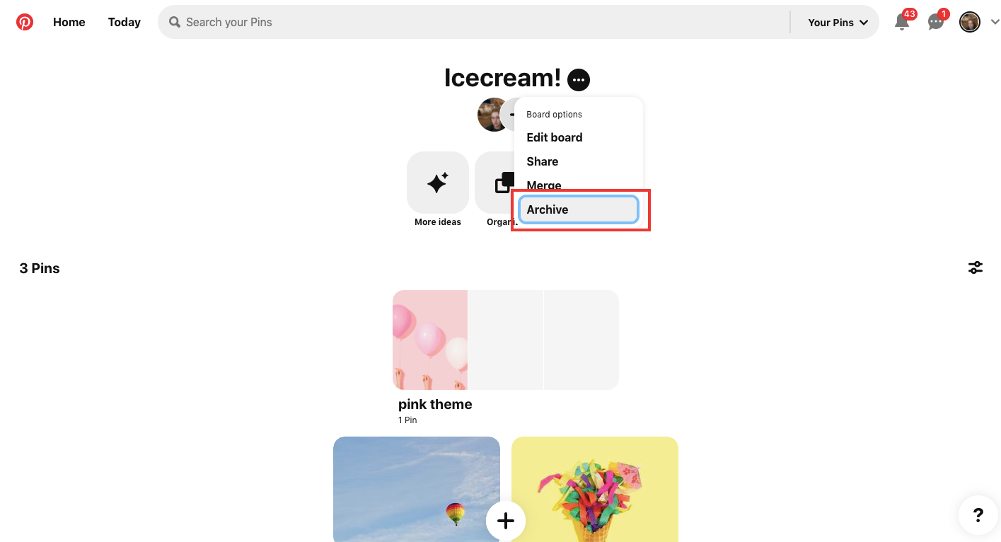You can archive the Pinterest boards