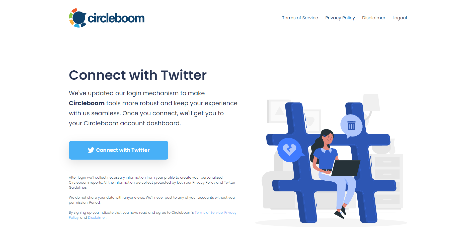 Connect to Circleboom with Twitter.
