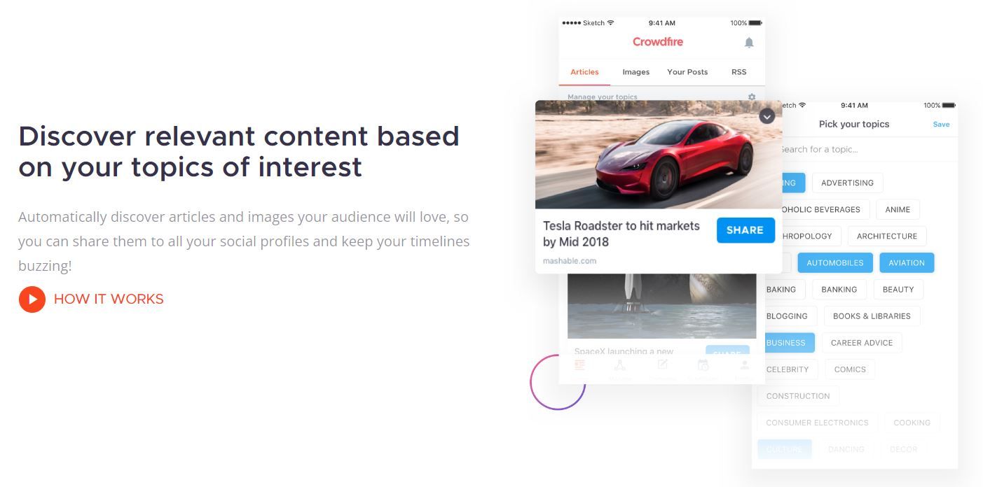 Crowdfire helps you discover and schedule content from one place