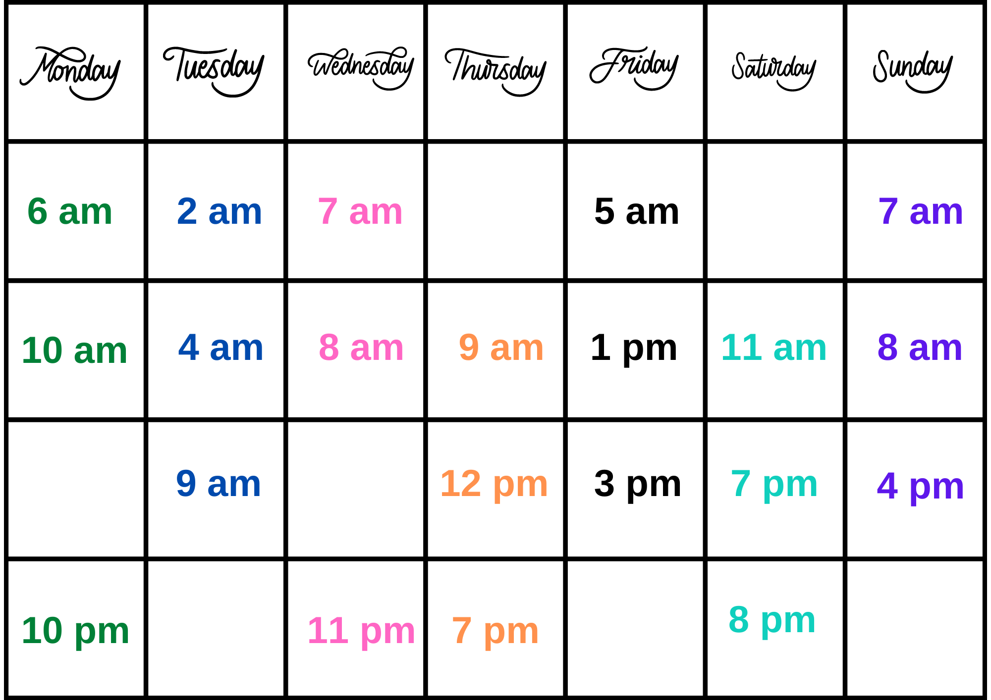 Best times to post on TikTok by week days and hours