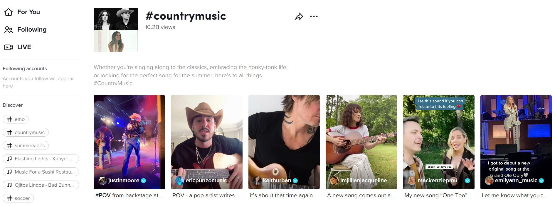 The "Discover" section shows you daily trending hashtags on TikTok