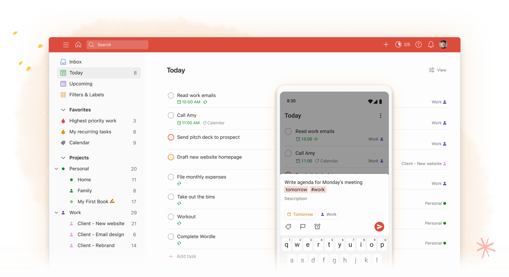 Todoist is a great project management tool suitable for digital marketing projects and teams