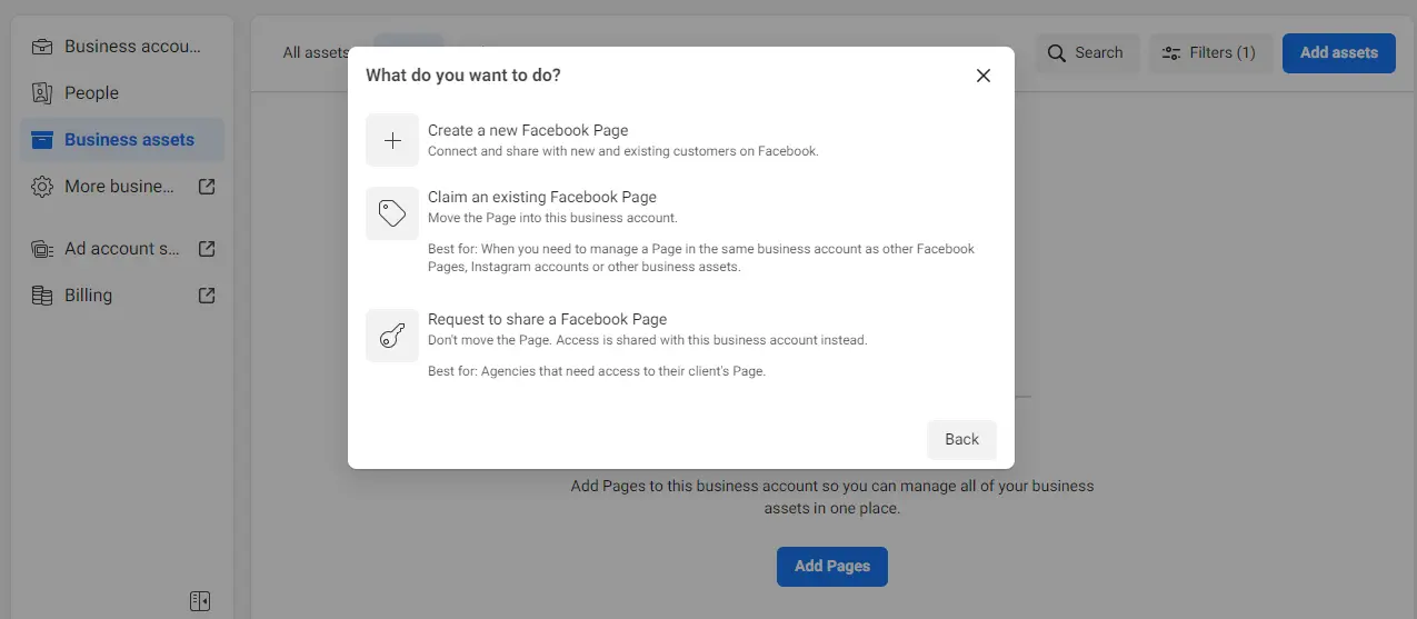 Claim an existing Facebook Page