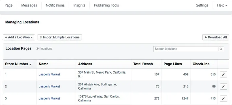 Manage multiple locations on Facebook