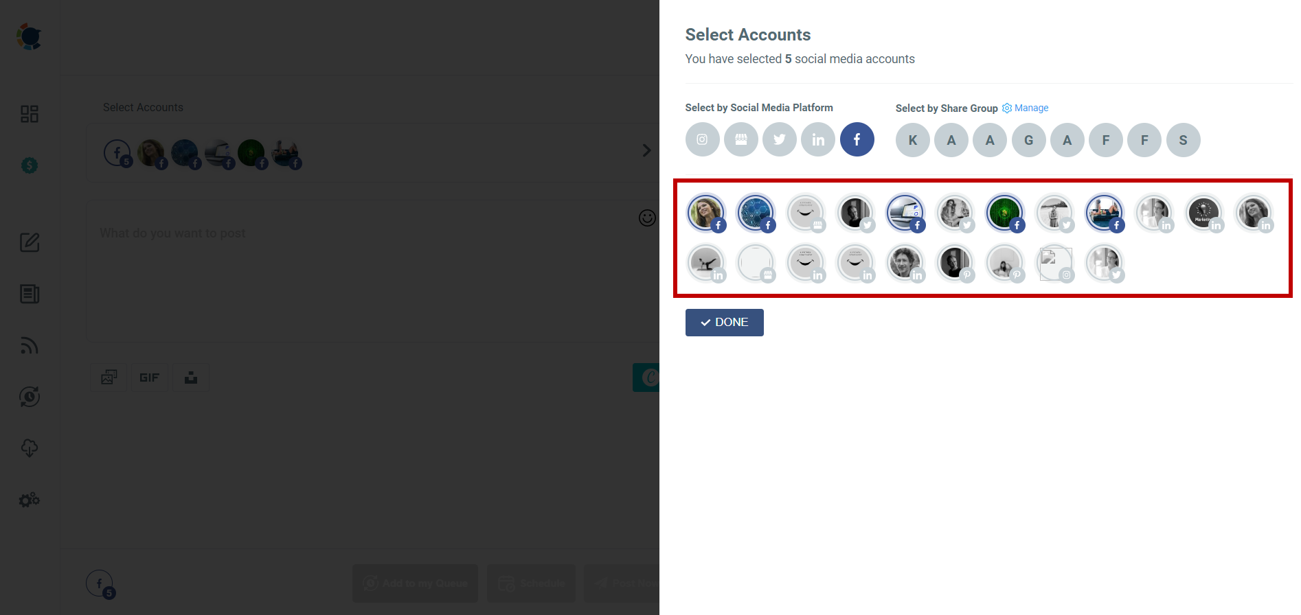 Select multiple Facebook Groups at once!